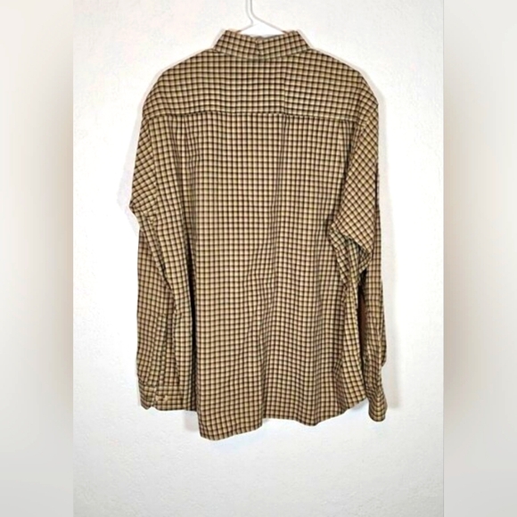 Columbia Sportswear Button Down Tan Brown Plaid 100% Cotton Long Sleeve Shirt XL - Picture 2 of 6